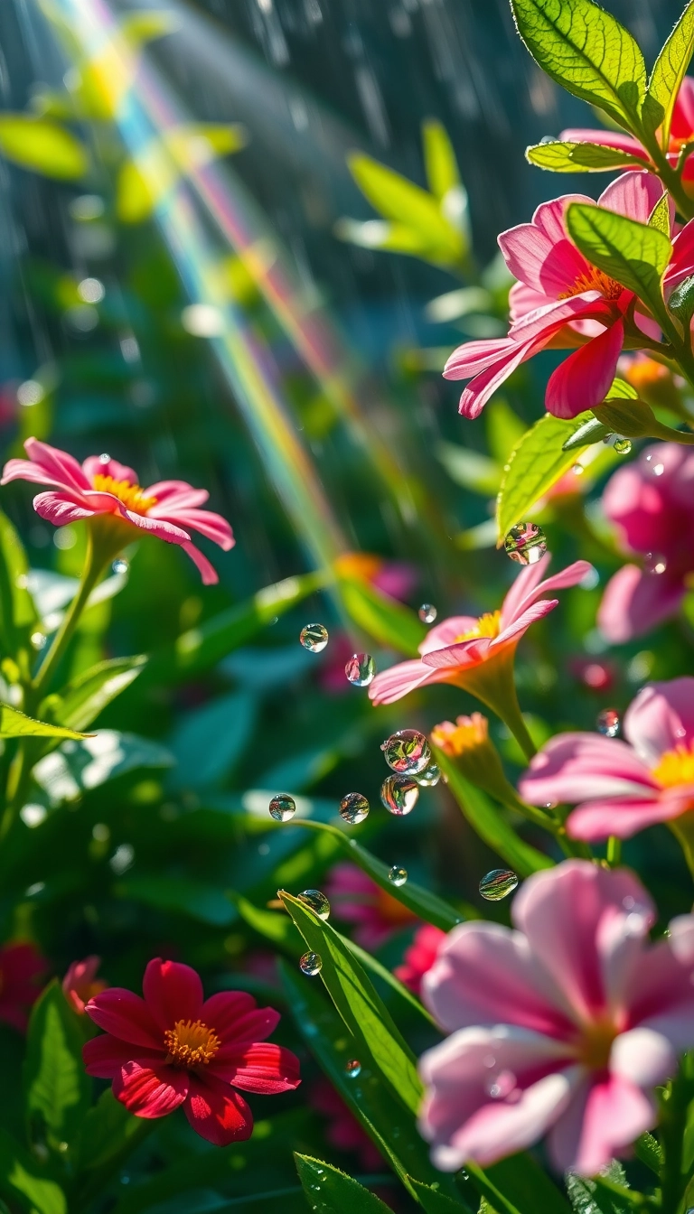 Best Spring Rain Garden Phone Masterful Wallpaper